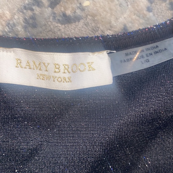 Ramy Brook Charlize Keyhole-Front Metallic Top Size L in Purple Multi - Picture 9 of 16